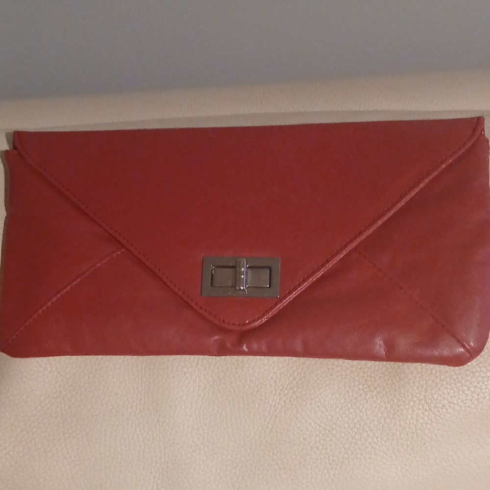 Vontage Unbranded Red Leather Clutch